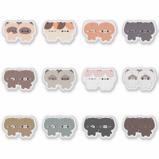 Sticker Couple chat mignon (Devant)