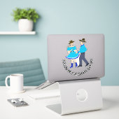 Sticker Couple dansant carré (Ordinateur portable sur le bureau)
