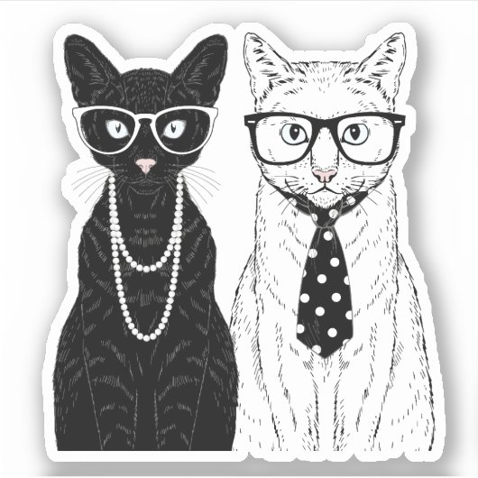 Sticker Couple de chats (Devant)