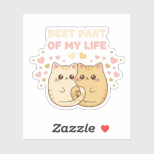 Sticker Couple de chats Kawaii mignons amoureux   Meilleur