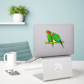 Sticker Couple de perroquet vert et rouge (Ordinateur portable sur le bureau)