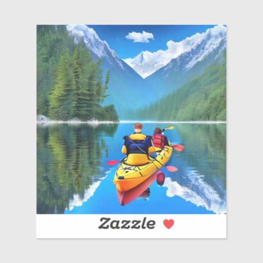 Sticker Couple en Kayak | Thème Kayaking (Feuille)