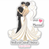 Sticker Couple Juste Marié Personnalisable (Devant)