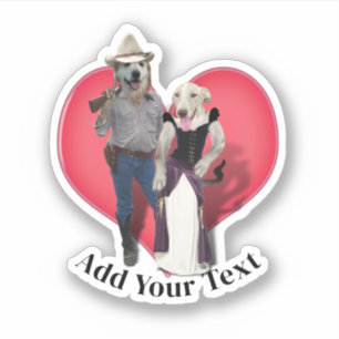 Sticker Couple occidental chien cowboy