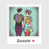 Sticker Couple Rock Grunge en amour (Feuille)