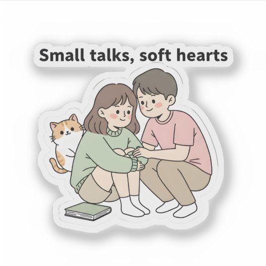 Sticker Couple with Pet – Small Talks Soft Hearts Design,  (Devant)