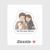 Sticker Couple with Pets – Our Tiny Pack Big Love  (Feuille)