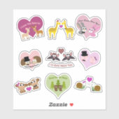 Sticker Couples d'animaux mignons (Feuille)