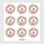 Sticker Couronne catholique de Saint-Thérèse de roses rose (Feuille)