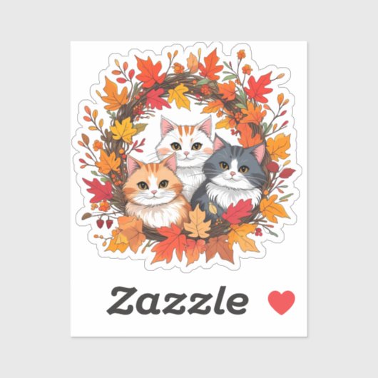 Sticker couronne de chat d'automne (Feuille)