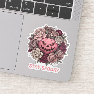 Sticker Couronne de citrouille rose Stay Spooky Floral