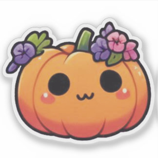 Sticker Couronne de fleurs de citrouille Kawaii - Hallowee