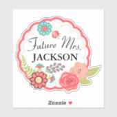 Sticker Couronne de fleurs personnalisée Future Mme Art (Feuille)