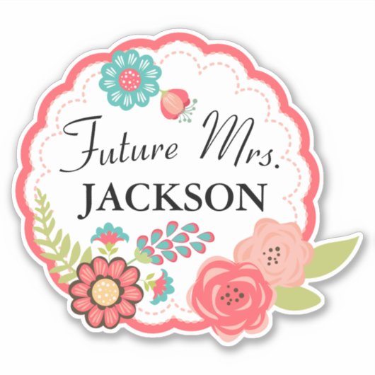 Sticker Couronne de fleurs personnalisée Future Mme Art (Devant)