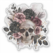 Sticker Couronne de fleurs squelette crânien pour Hallowee (Devant)