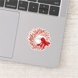 Sticker Couronne de Noël aux fruits rouges classique migno