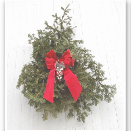 Sticker Couronne de Noël avec Bow rouge (Devant)