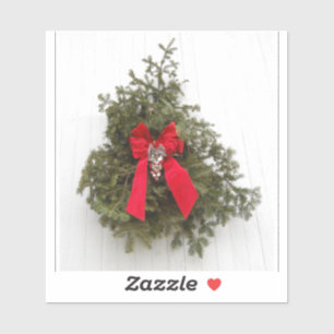 Sticker Couronne de Noël avec Bow rouge