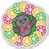 Sticker Couronne de pamplemousses roses et d'agrumes de ch (Devant)