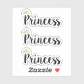 Sticker Couronne de police de script noir Princess (Feuille)