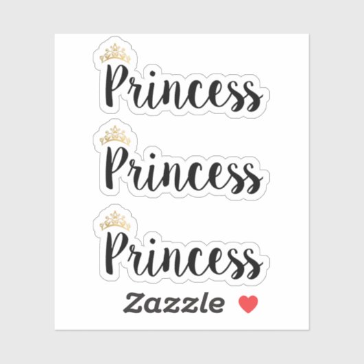Sticker Couronne de police de script noir Princess (Feuille)