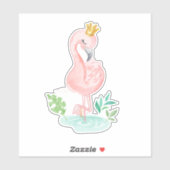 Sticker Couronne Flamant rose rose fille mignonne (Feuille)