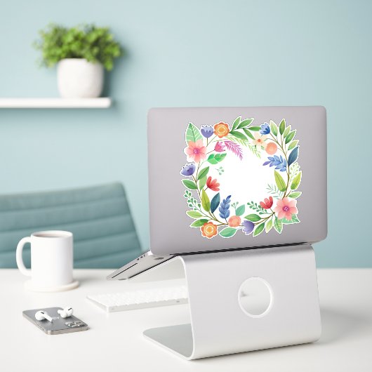 Sticker Couronne Fleur sauvage colorée (Ordinateur portable sur le bureau)