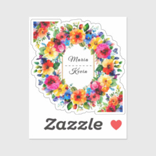 Sticker Couronne florale de mariage colorée