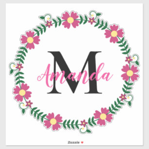 Sticker Couronne florale monogramme
