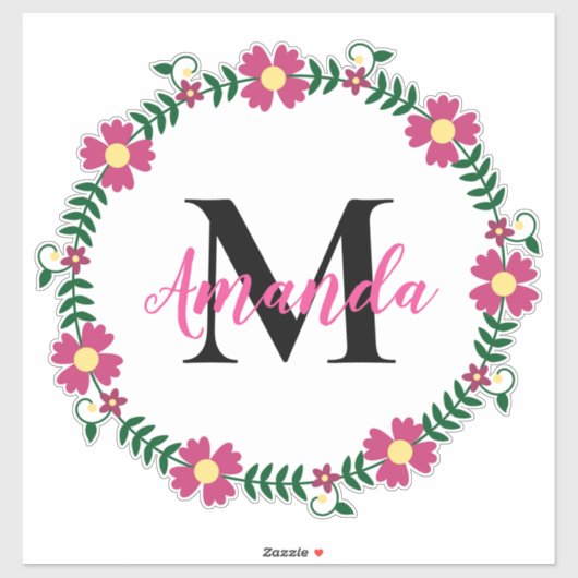 Sticker Couronne florale monogramme (Feuille)