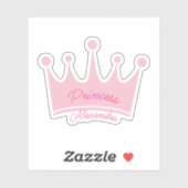 Sticker Couronne rose Nom personnalisé Contour-Cut (Feuille)