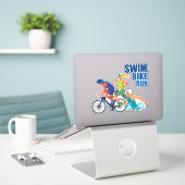 Sticker Course à vélo de natation - pour les athlètes de t (Ordinateur portable sur le bureau)