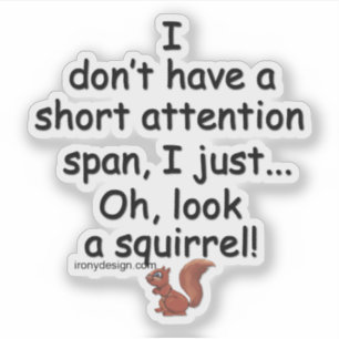 Sticker Courte Attention Écureuil Spin Dit Contour Cut