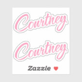 Sticker Courtney nom rose décoratif curatif x2 (Feuille)