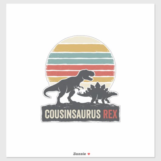 Sticker Cousinsaurus Rex Funny Dinosaur Vintage Shirt Desi (Feuille)