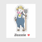 Sticker Cow as Farmer with Pitchfork (Feuille)