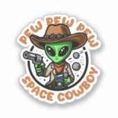 Sticker Cow-boy de l'espace drôle d'alien (Recto)