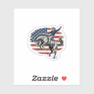 Sticker Cow-boy de Rodéo Vintage Patriotique Cavalier de C