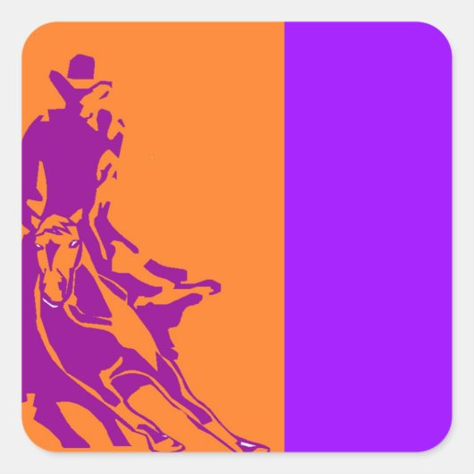 Sticker Cowboy Coupe Cheval Pop-Art Ranch Purple (Devant)
