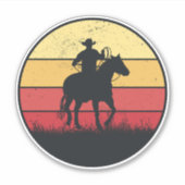Sticker Cowboy équitation Cheval Sunset Vintage Texas Boy  (Devant)