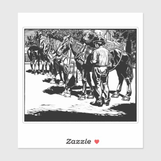Sticker Cowboy et cheval Pays Western Rodeo Art (Feuille)
