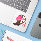 Sticker Cowgirl Vinyl (Ordinateur portable avec iPhone)