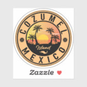 Sticker Cozumel île de Mexico Retro Sunset Souvenirs (Feuille)