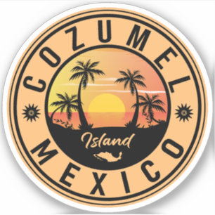 Sticker Cozumel île de Mexico Retro Sunset Souvenirs