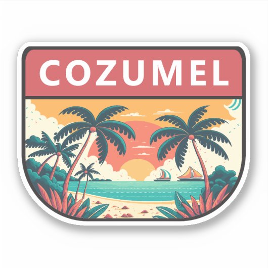 Sticker Cozumel Mexico Retro Emblem (Devant)