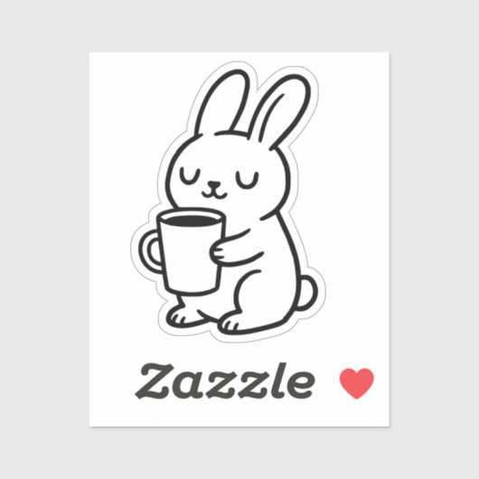 Sticker Cozy Bunny Coffee Doodle (Feuille)