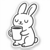 Sticker Cozy Bunny Coffee Doodle (Recto)