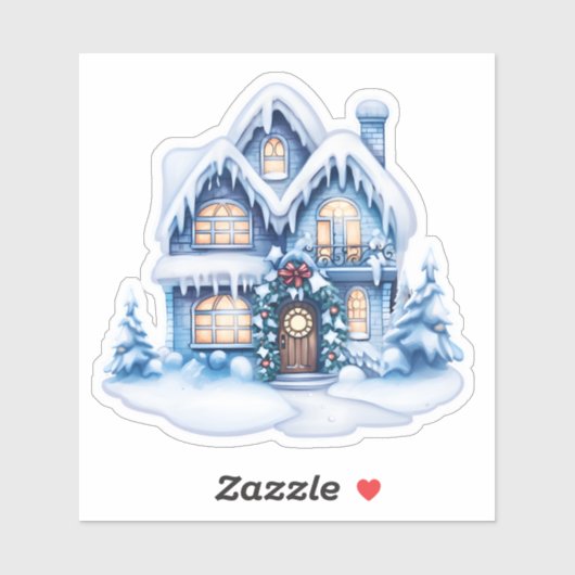 Sticker Cozy Christmas at the Festive Blue House (Feuille)