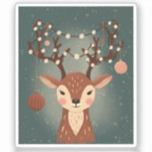 Sticker Cozy Christmas Deer with Ornaments and Lights (Recto)