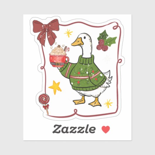 Sticker Cozy Christmas Goose Holiday Design (Feuille)